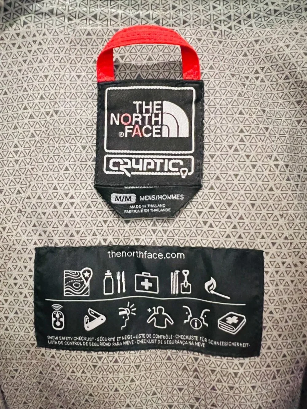 North Face Cryptic Decagon Jacket Flashlight RECCO Mens Red Ski Snow Technical M
